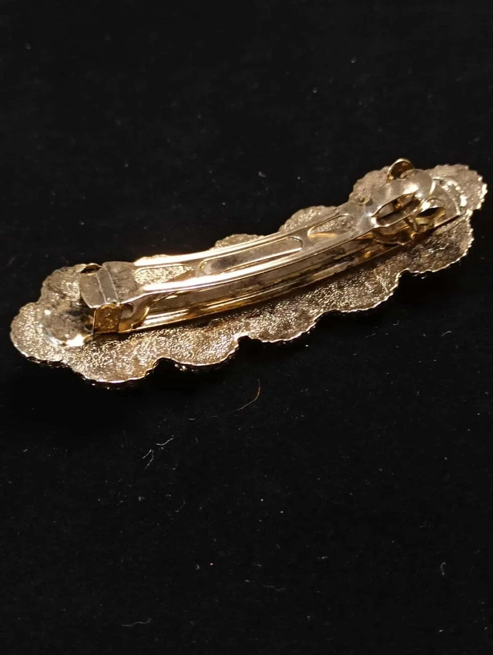 Vintage 80's Pale Gold Floral Metal Barrette Hair Clip
